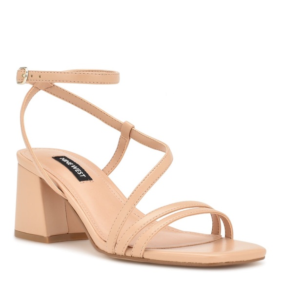 Nine West Nude Georga Block Heel Sandals - Picture 1 of 10
